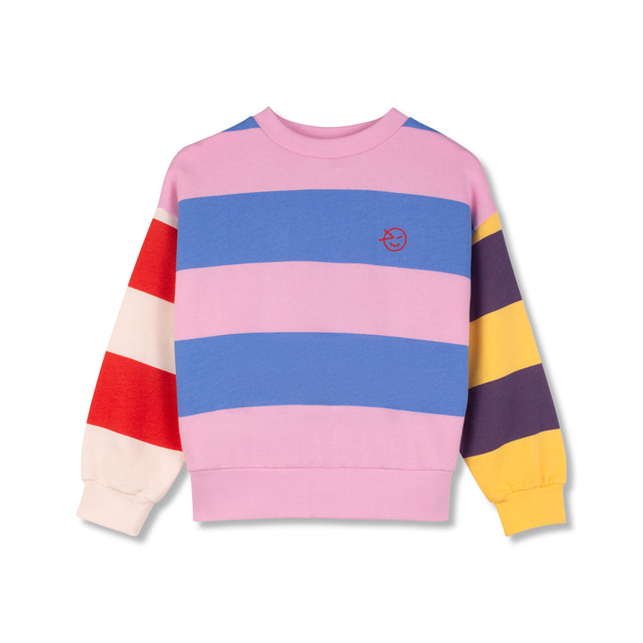 top l/s multi stripe sweatshirt - candy pnk/blu strpes