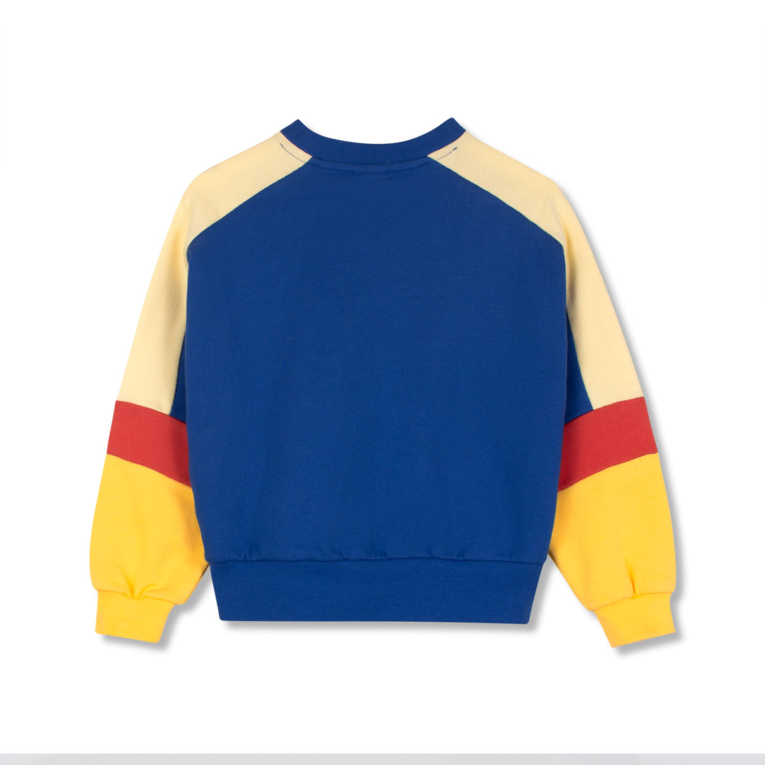 top l/s color block sweatshirt - art blue/lemon