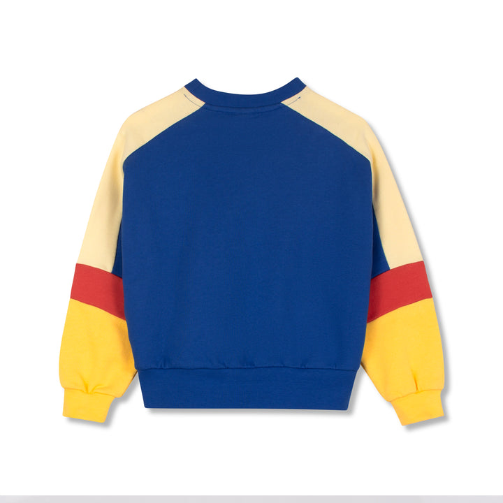top l/s color block sweatshirt - art blue/lemon
