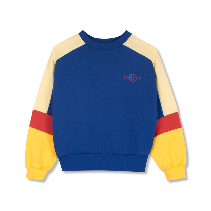 top l/s color block sweatshirt - art blue/lemon