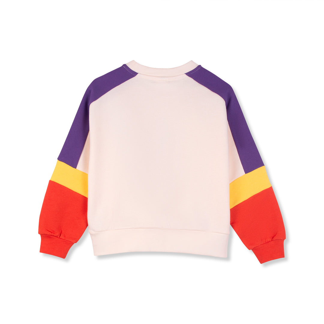top l/s color block sweatshirt - ecru/violet