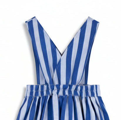 dress midi striped button pinafore jumper - art blue stripe