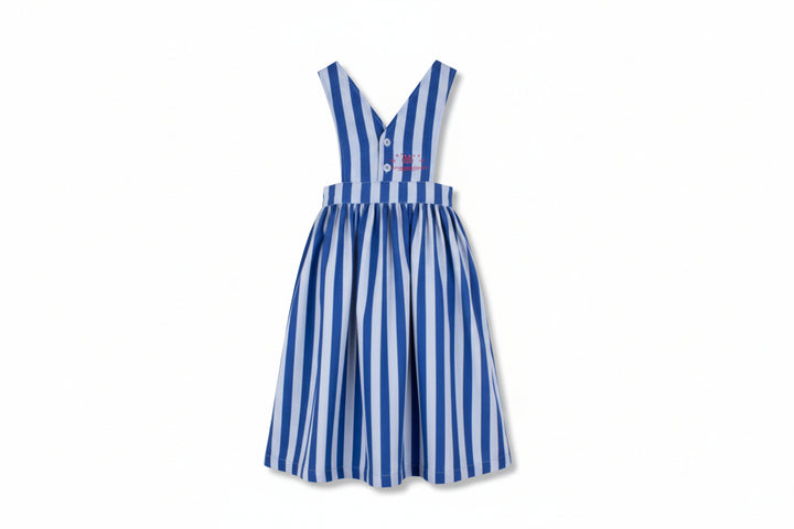 dress midi striped button pinafore jumper - art blue stripe