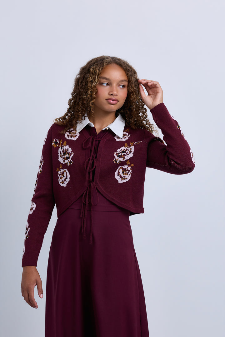 dress wool with vest - burgundy
