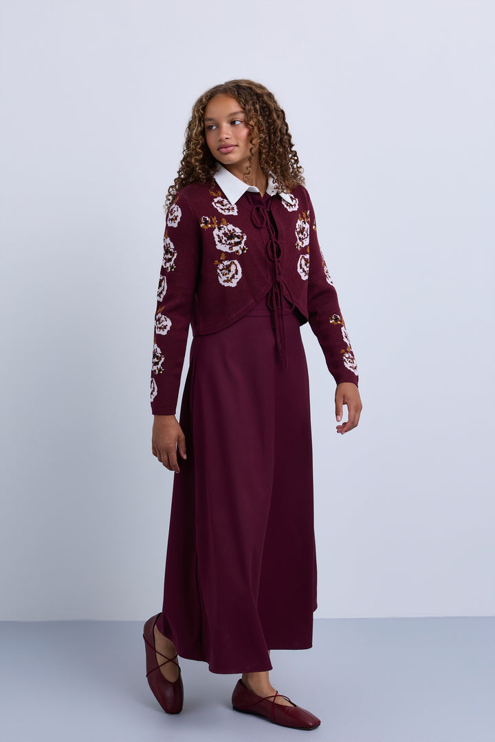 dress wool with vest - burgundy