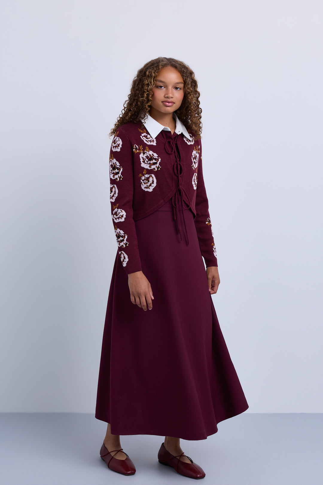 dress wool with vest - burgundy