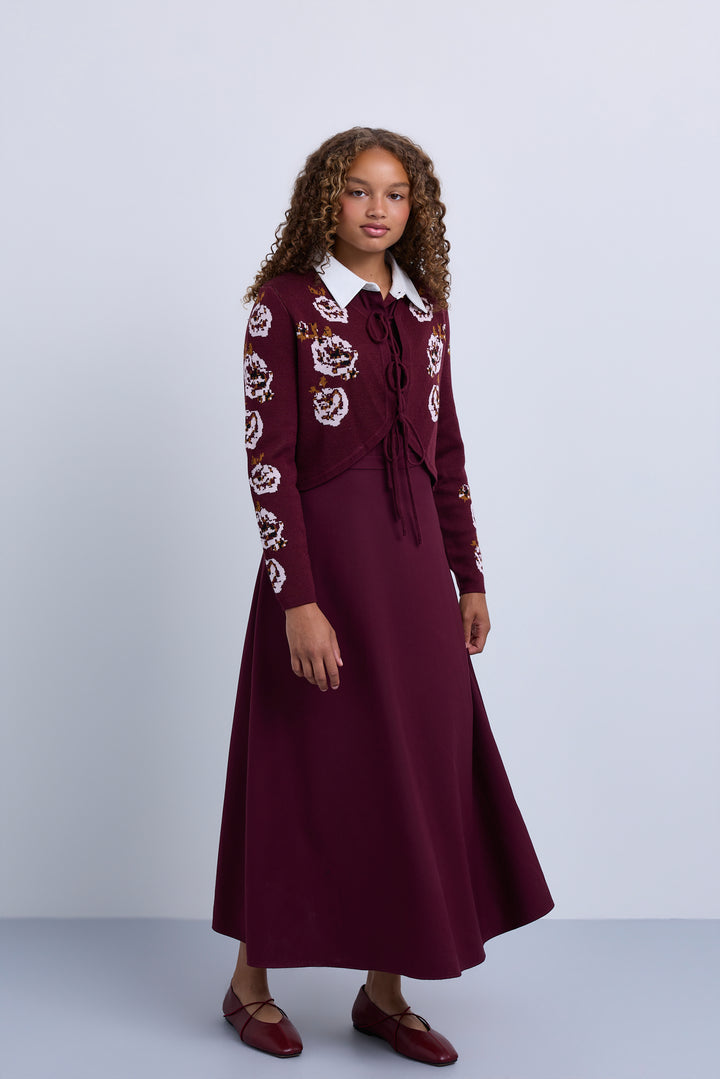 dress wool with vest - burgundy