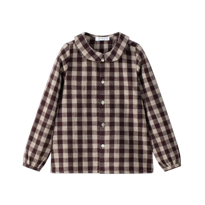 shirt l/s gingham - burgundy