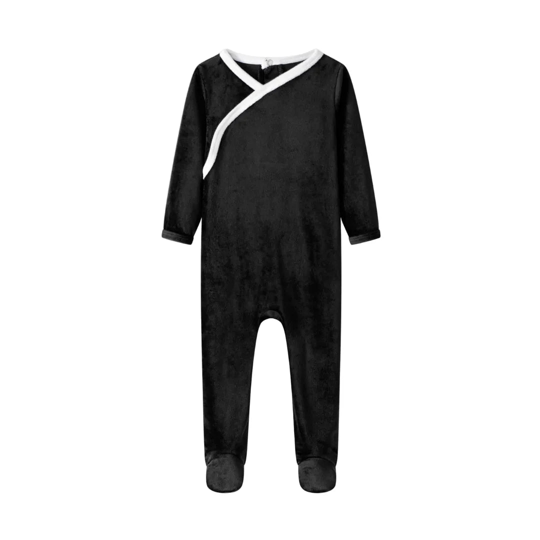 footie velour wrap - black