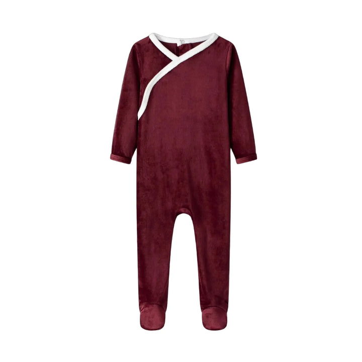 footie velour wrap - raspberry