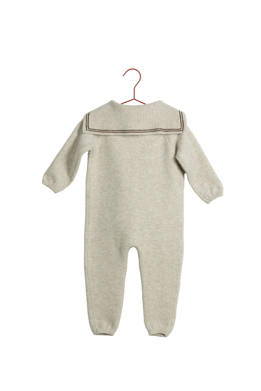 one piece knit sailor collar romper - wheat