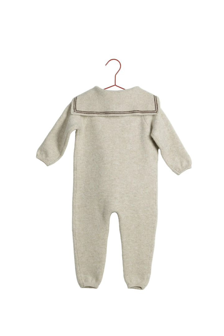 one piece knit sailor collar romper - wheat