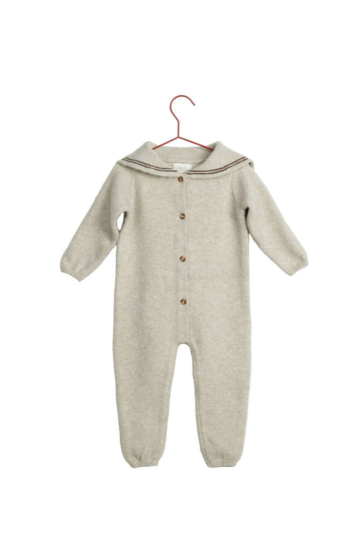 one piece knit sailor collar romper - wheat