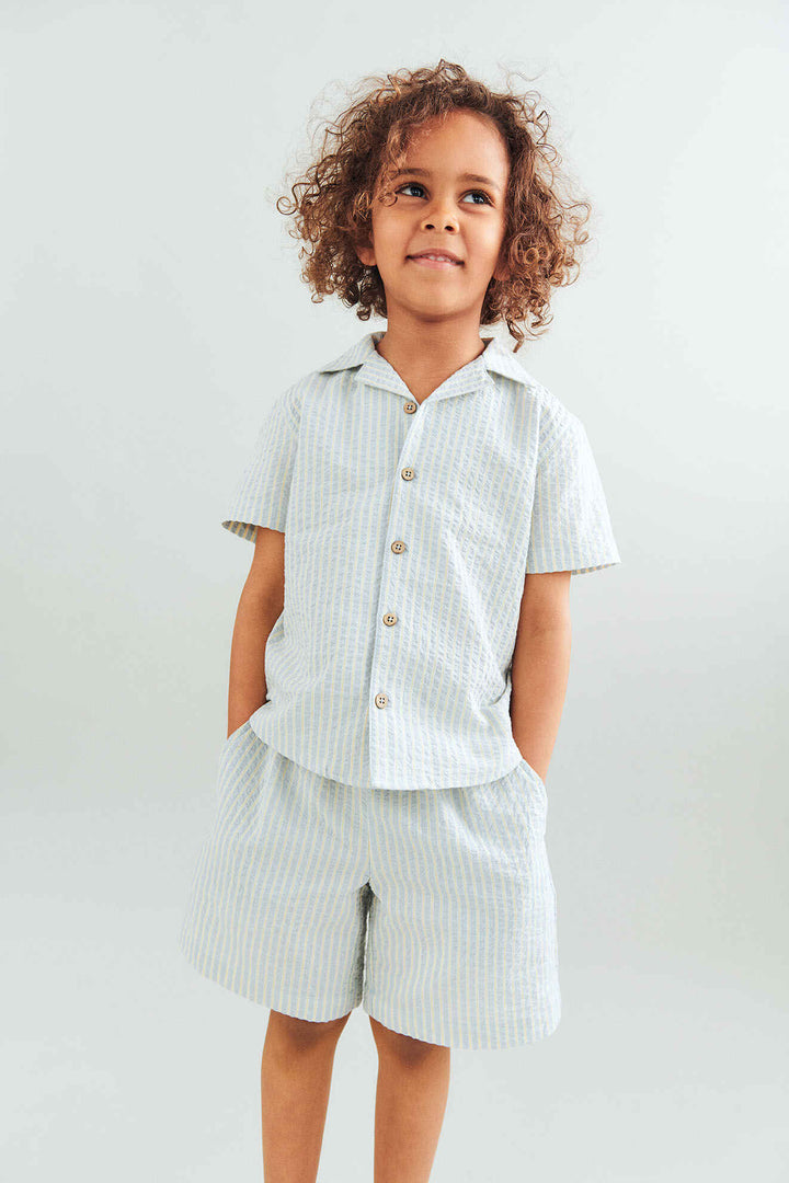 shirt s/s double striped - summer sky stripe