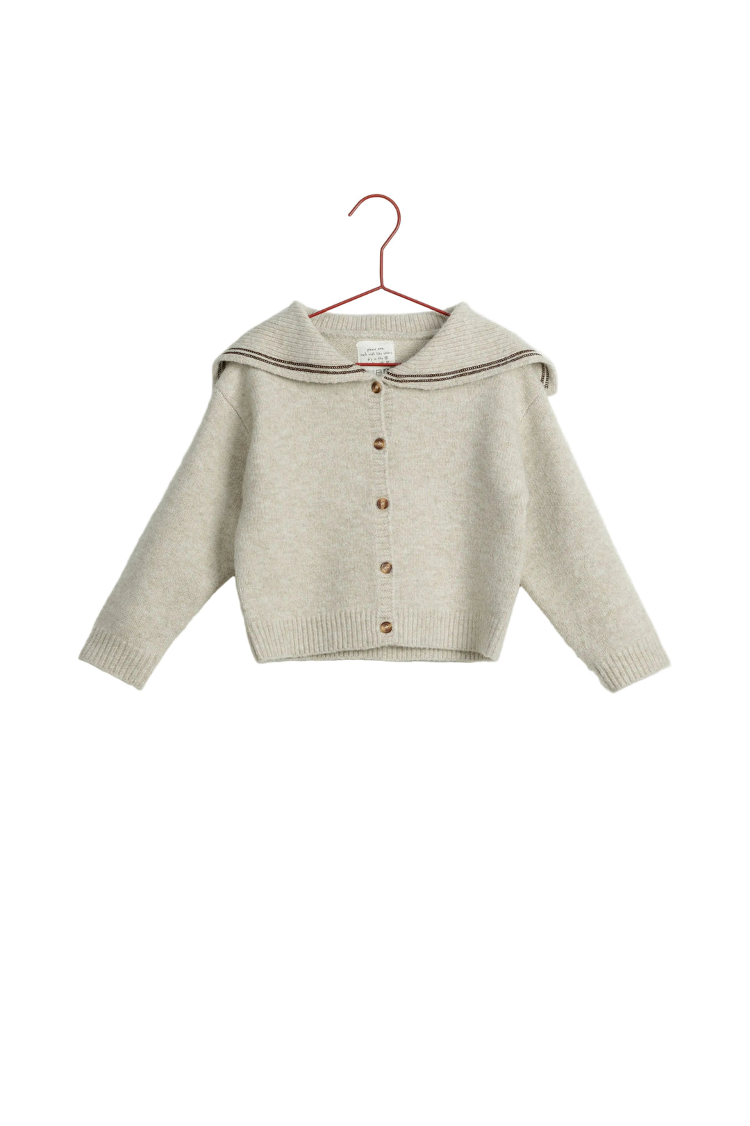top l/s knit sailor collar button sweater - wheat