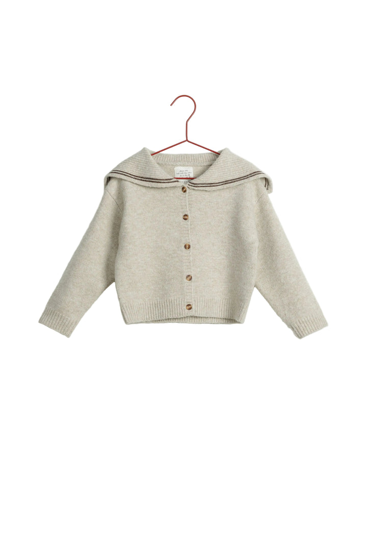 top l/s knit sailor collar button sweater - wheat
