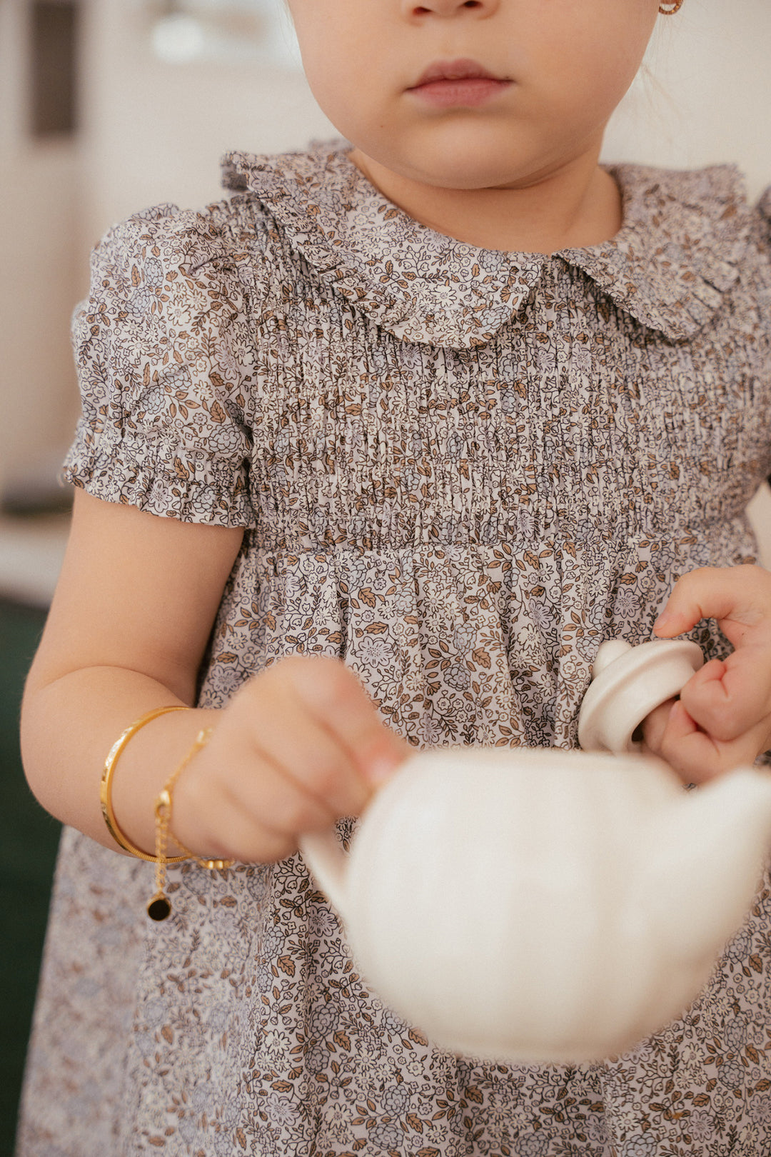 dress whitmore smocked top floral with collar - lilac floral