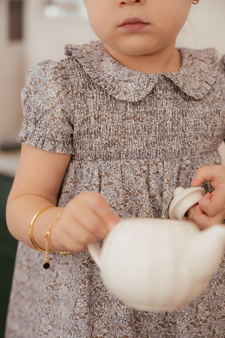 dress whitmore smocked top floral with collar - lilac floral
