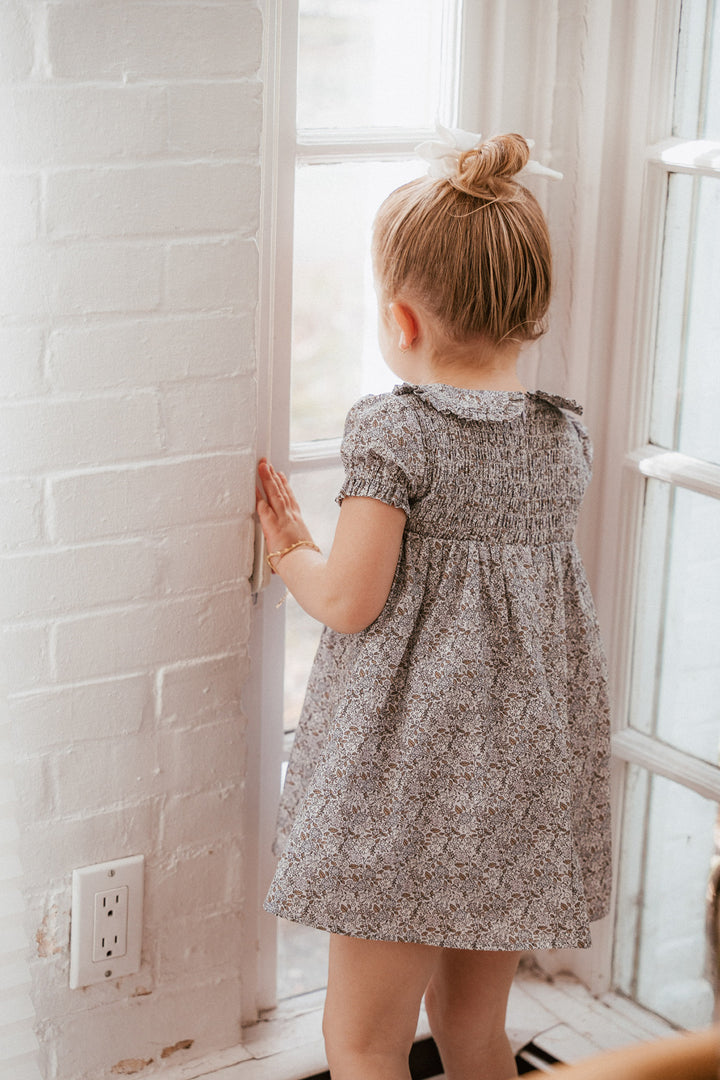 dress whitmore smocked top floral with collar - lilac floral