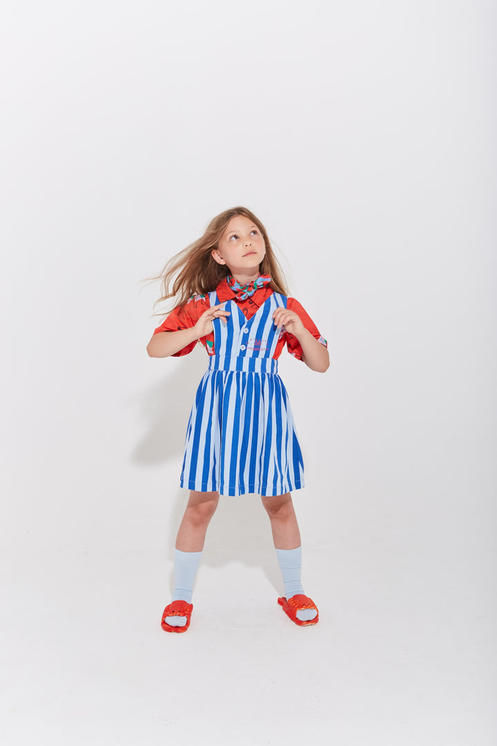 dress button pinafore jumper - art blue stripe