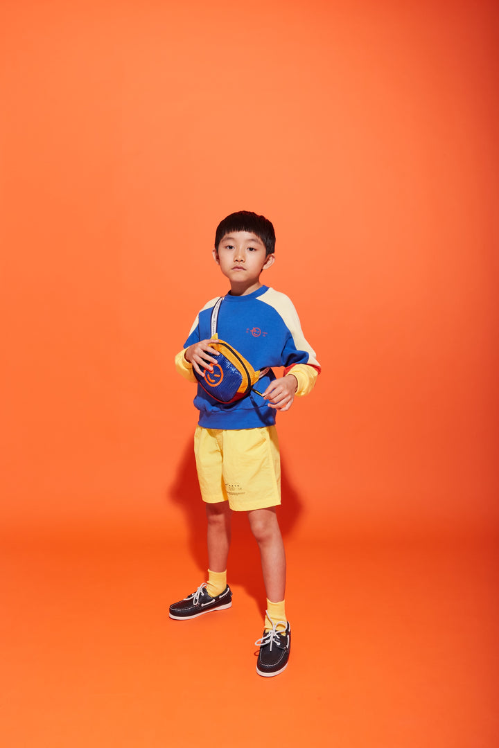 top l/s color block sweatshirt - art blue/lemon