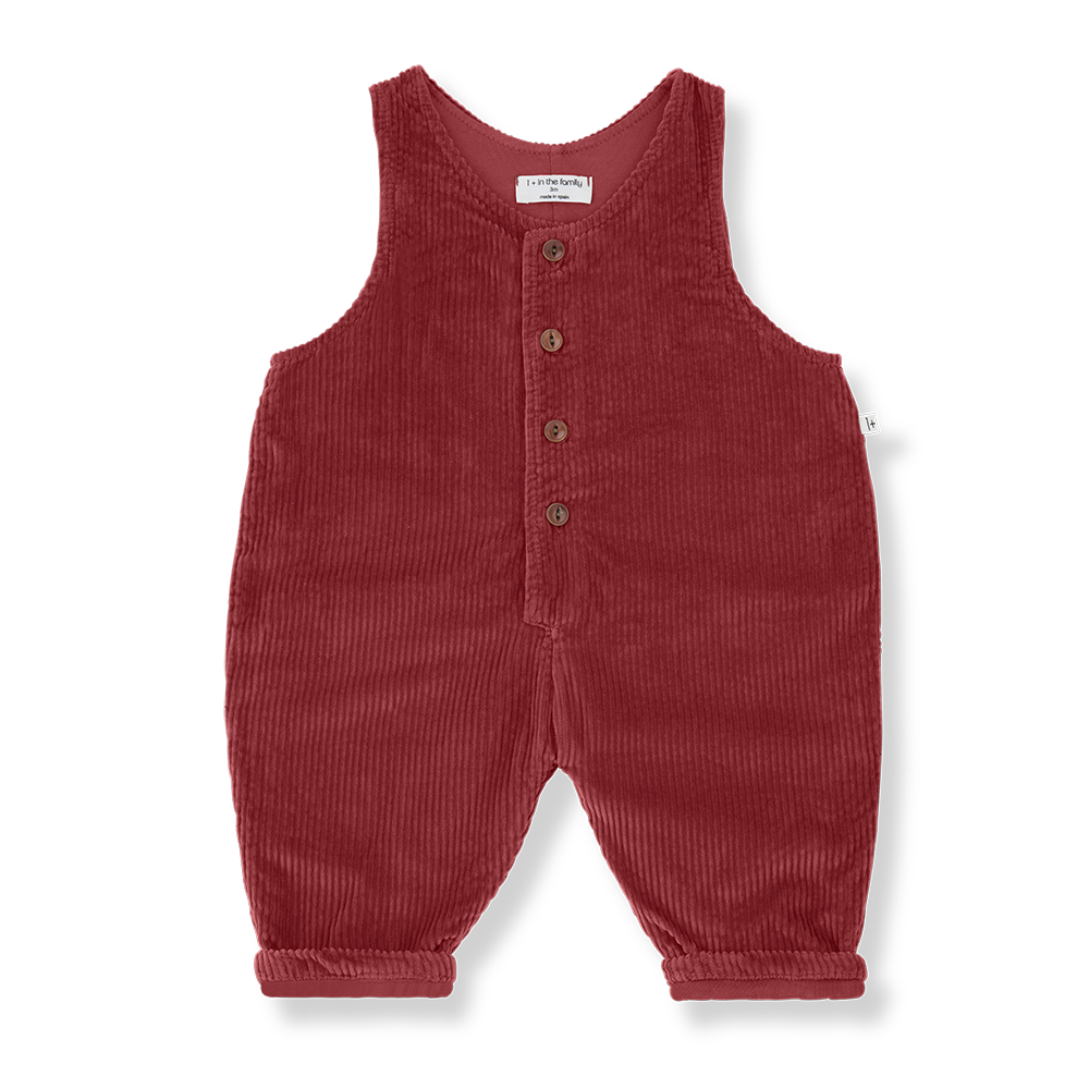one piece corduroy long overalls - fiamma red