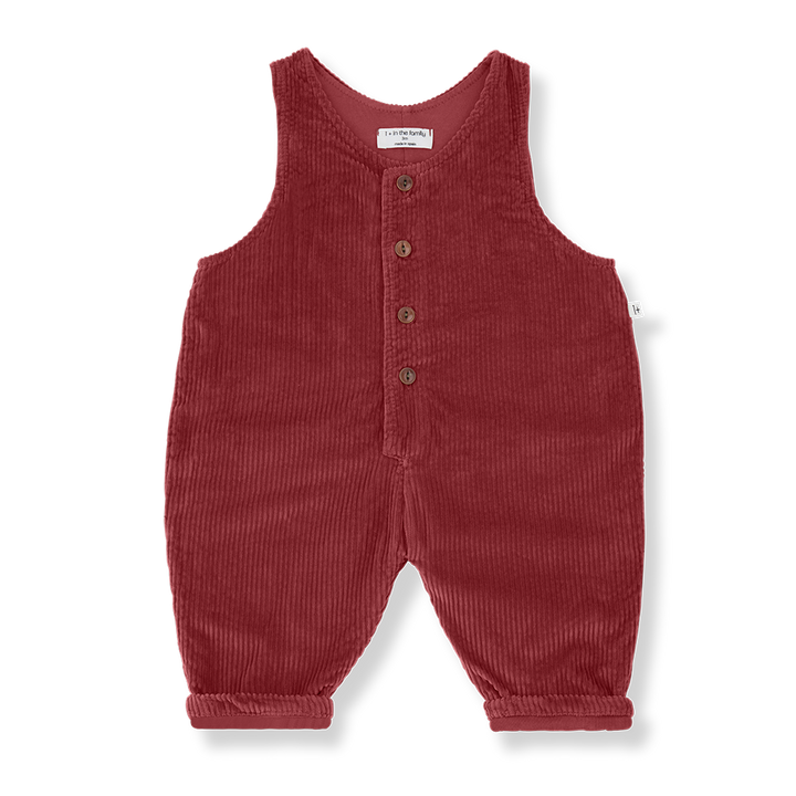 one piece corduroy long overalls - fiamma red