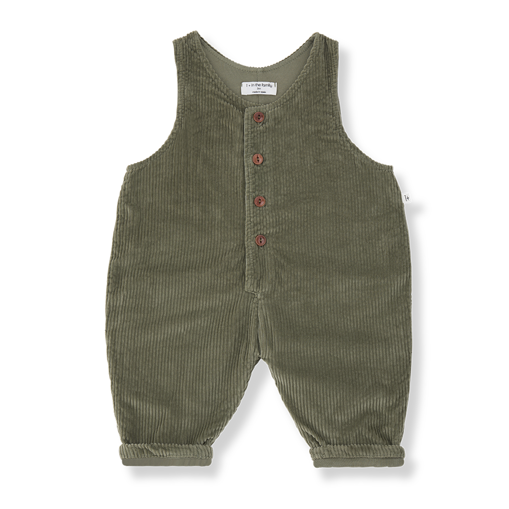 one piece corduroy long overalls - khaki