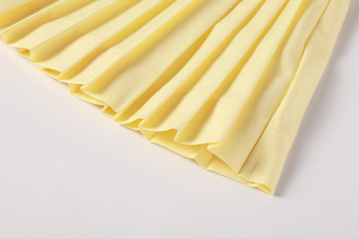 skirt pleated suspender - yellow