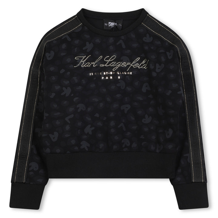 top l/s logo print sweatshirt - black-09b