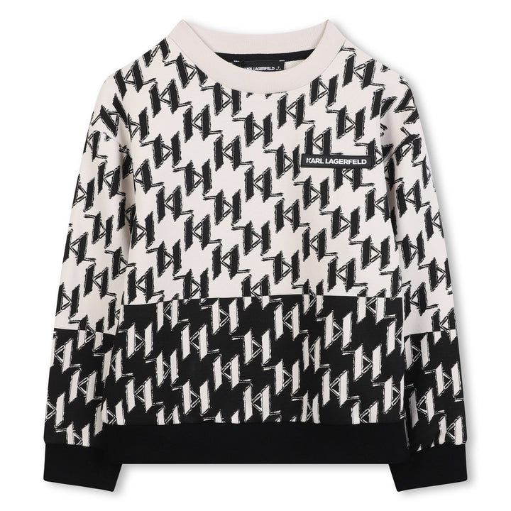 top l/s logo print sweater - black stone-m92