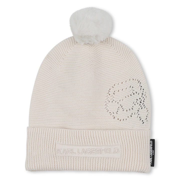 hat logo knit beanie - off white-195