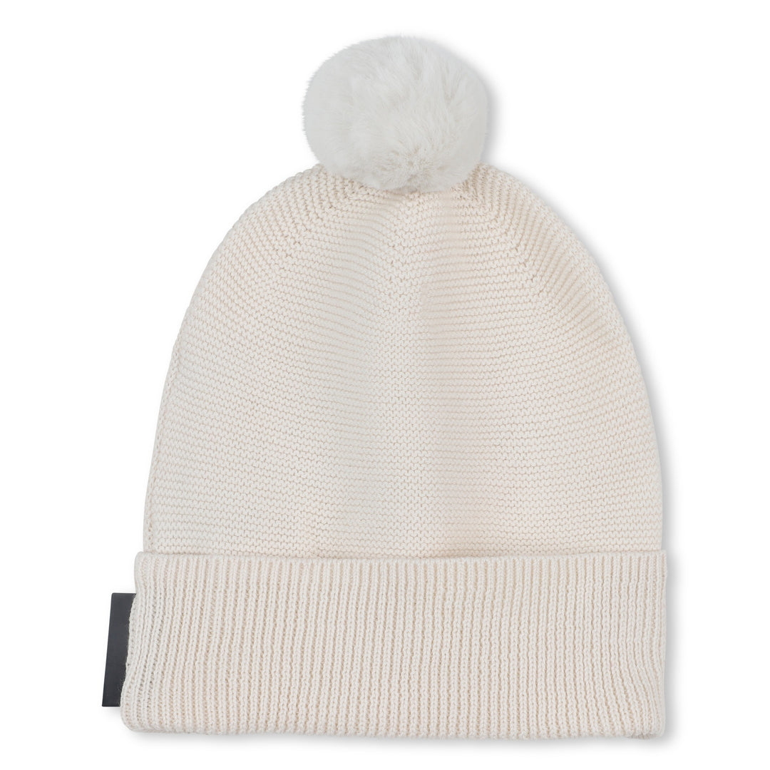 hat logo knit beanie - off white-195