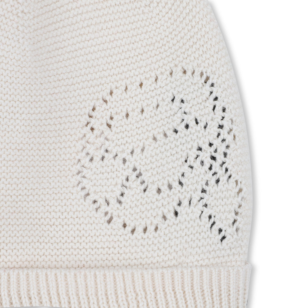 hat logo knit beanie - off white-195