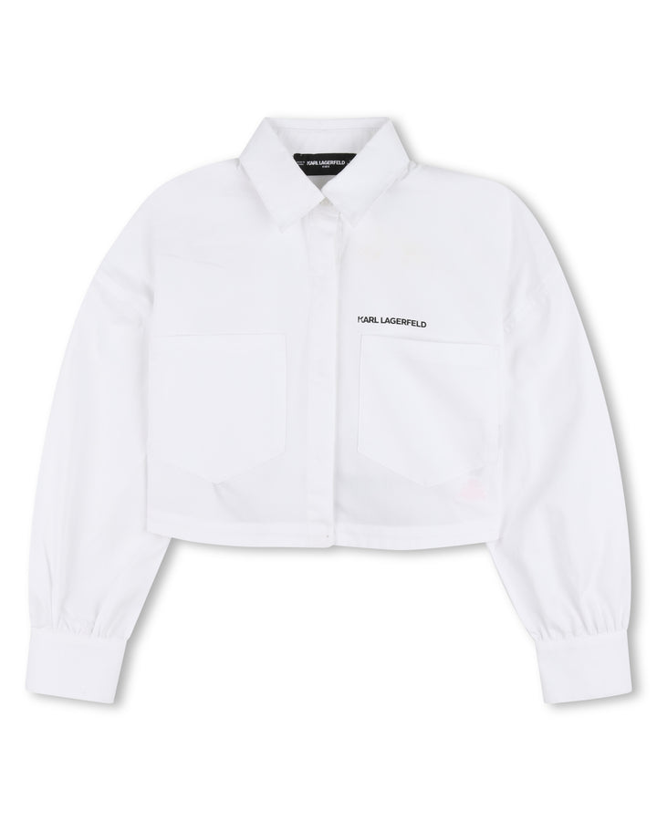shirt l/s cropped logo blouse - white-10p