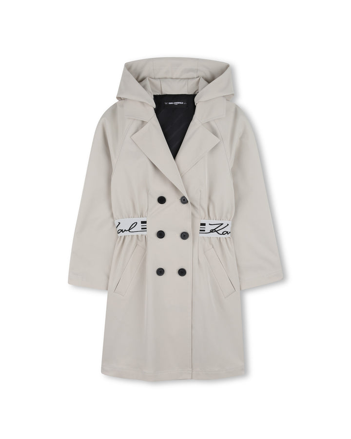 jacket double breasted trench with hood - pale stone-192