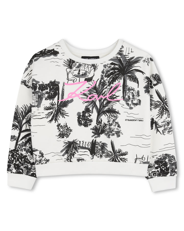 top l/s tropical logo sweatshirt - off white black-n70
