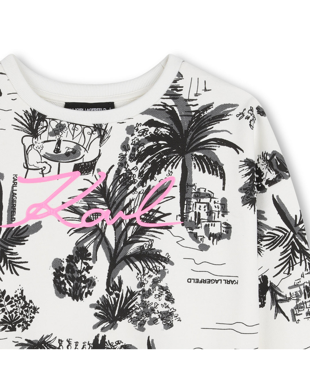 top l/s tropical logo sweatshirt - off white black-n70