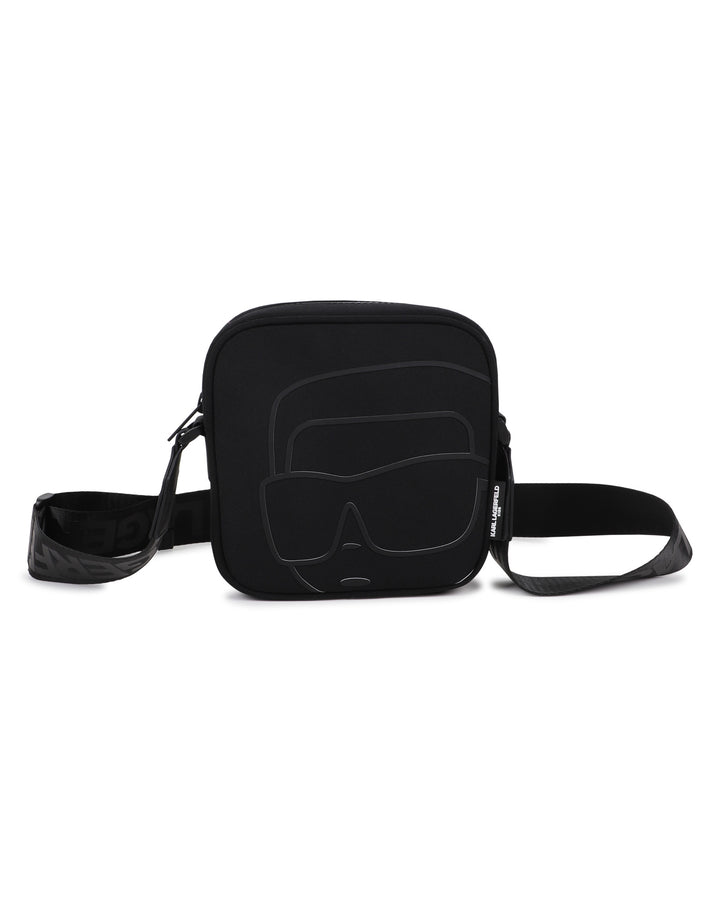 crossbody bag embossed face - black-09b