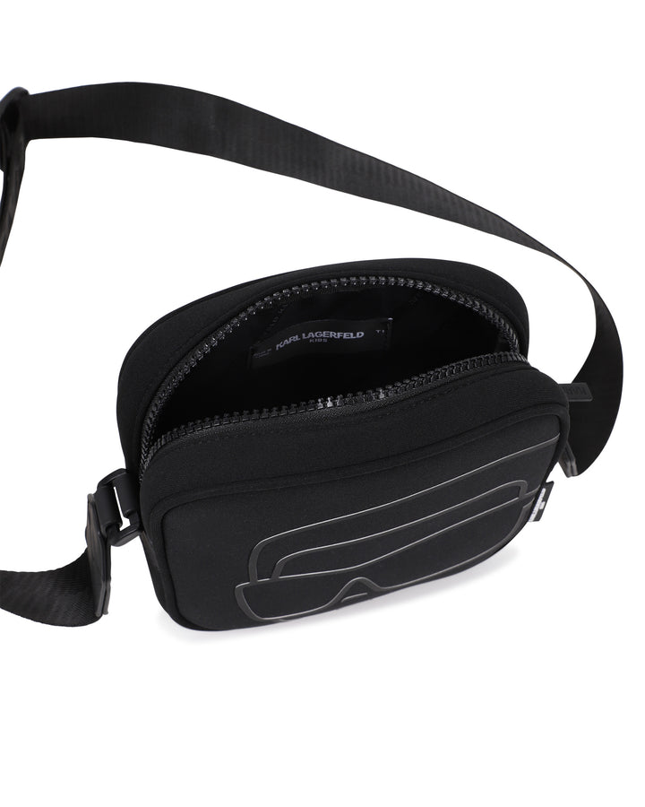 crossbody bag embossed face - black-09b