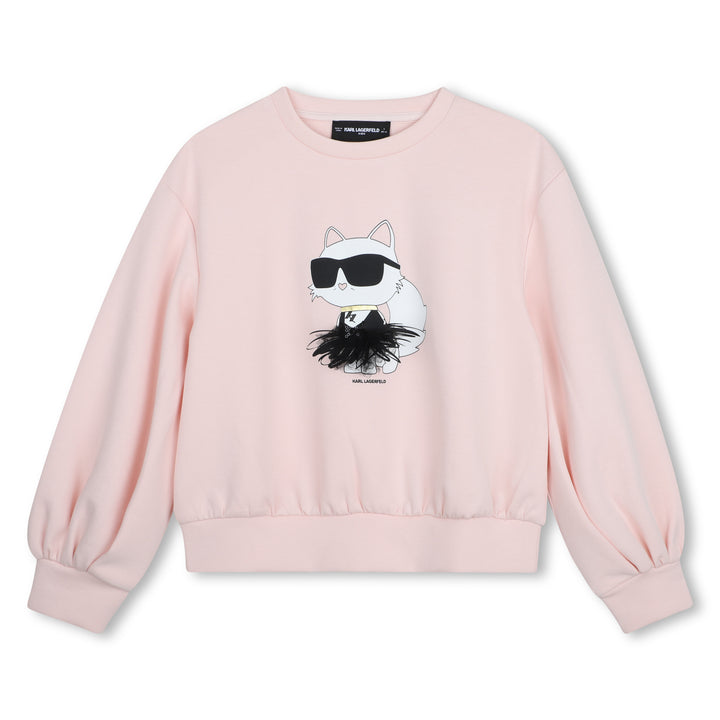top l/s car graphic logo tulle sweatshirt - Pink