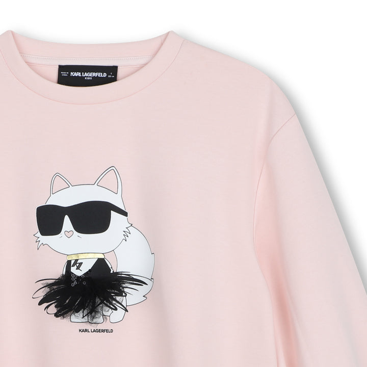 top l/s car graphic logo tulle sweatshirt - Pink