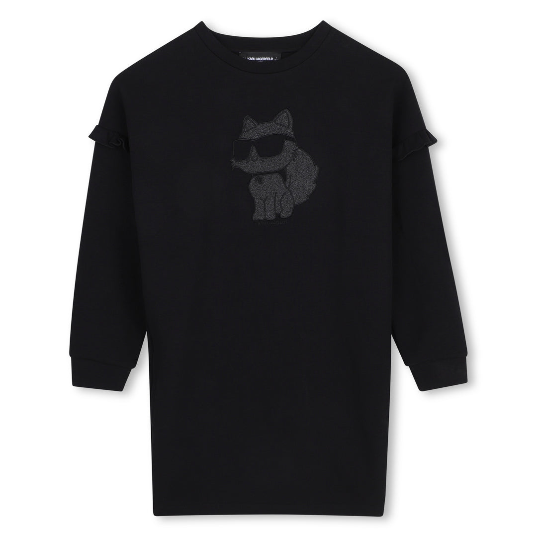 dress cat graphic logo ruffle sweat - black-09b