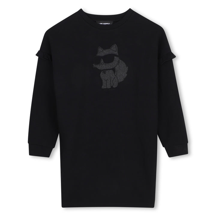 dress cat graphic logo ruffle sweat - black-09b