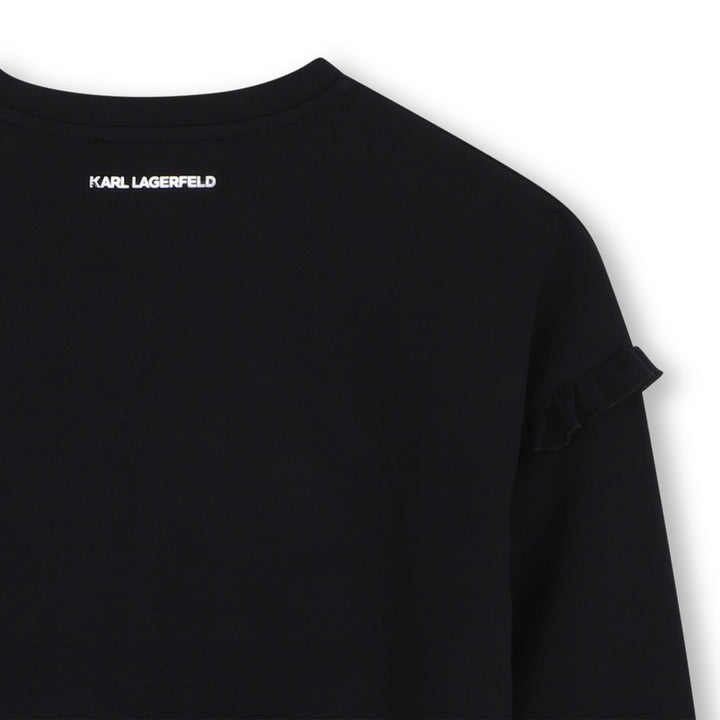 dress cat graphic logo ruffle sweat - black-09b