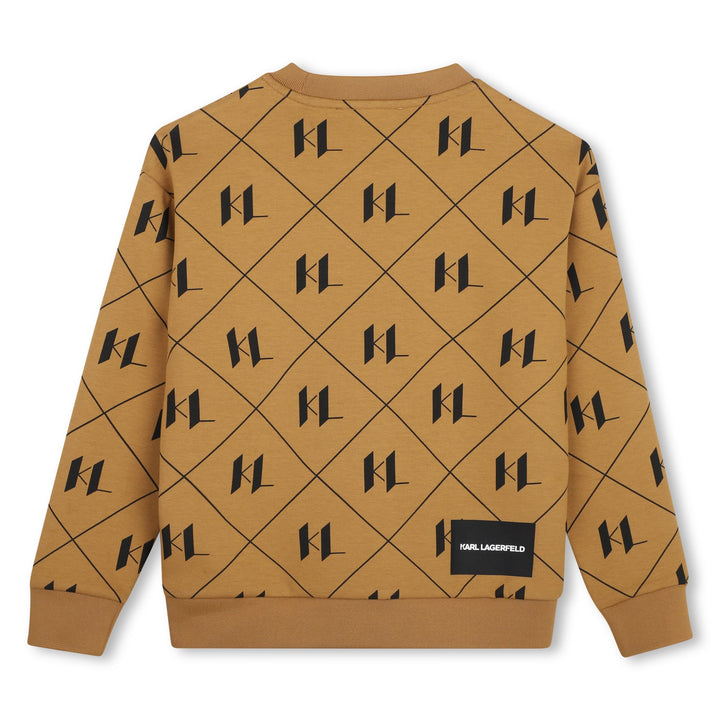 top l/s all over logo print sweatshirt - lght chclte brwn-300