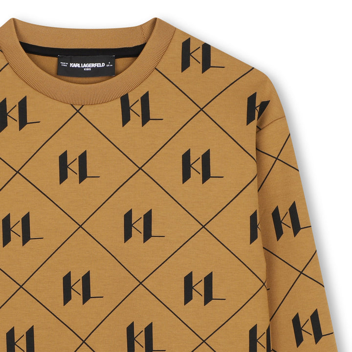 top l/s all over logo print sweatshirt - lght chclte brwn-300