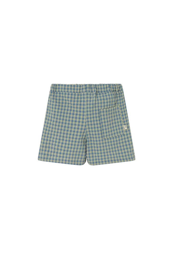 set outfit checkered shirt and shorts - blue