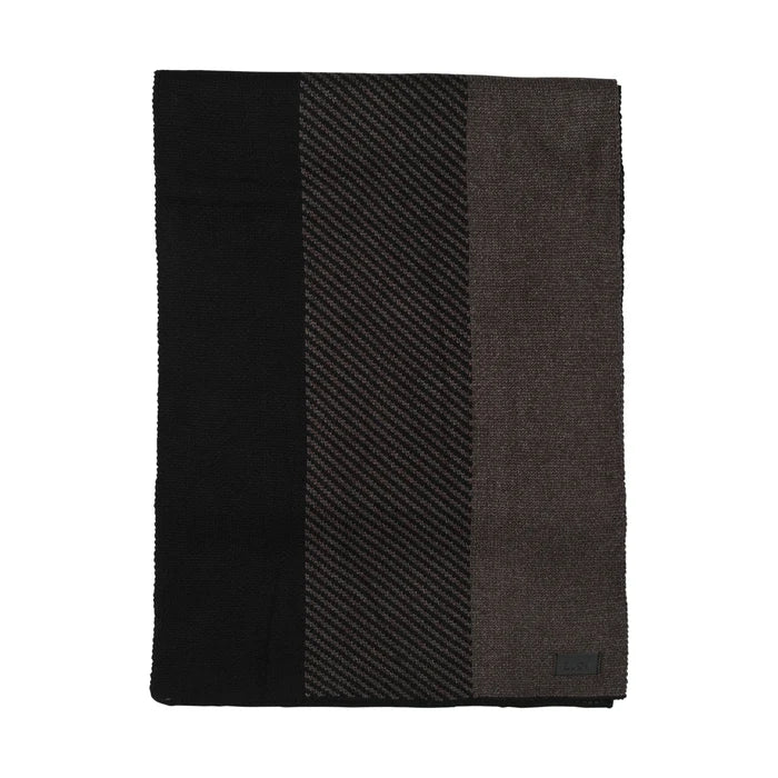 scarf diagonal stripe center - black-9