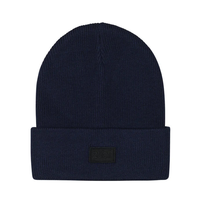 beanie ribbed with cuff - 8-navy blue